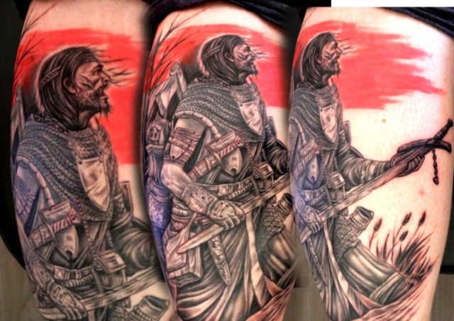 Tattoo Fantasy Kämpfer Schwert Viking