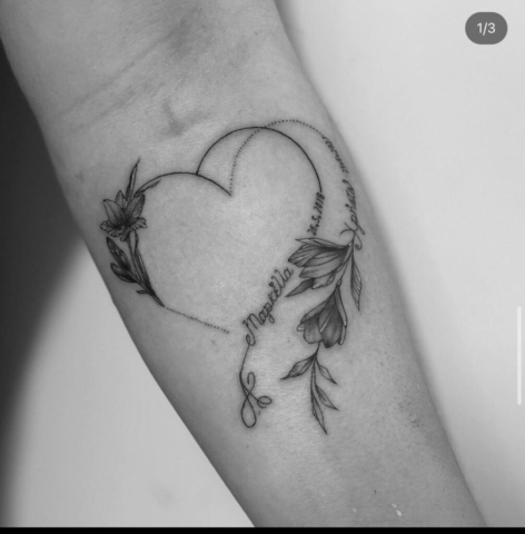 arm tattoo heart flower names